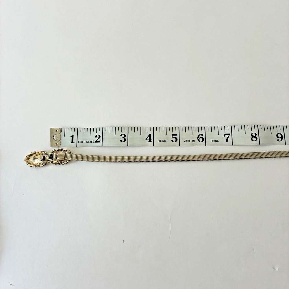 Vintage 90s Gold Tone Stretch Snake Chain Belt Clam Shell Clasp Hook Cinch Boho - Picture 4 of 6